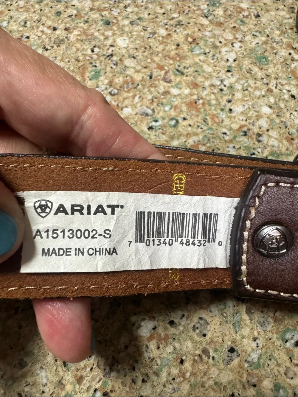 Ariat Brown Leather Belt with Silver-Tone Stud Detail rhinestones small mint